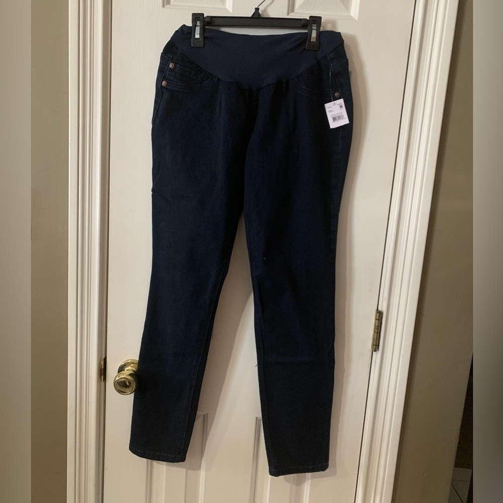Maternity Jeans Indigo Blue Skinny Stretch Jean Denim Pregnancy Dark Wash - Picture 7 of 10